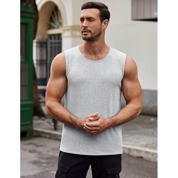 COOFANDY Men's Ribbed Knit Tank Tops Sleeveless Beach Muscle T Shirts Casual Basic Tank Shirts 2 Pack