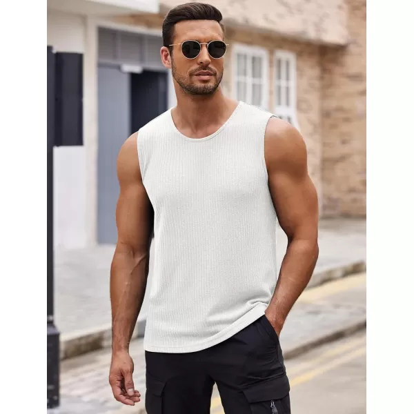 COOFANDY Men's Ribbed Knit Tank Tops Sleeveless Beach Muscle T Shirts Casual Basic Tank Shirts 2 Pack