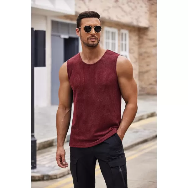 COOFANDY Men's Ribbed Knit Tank Tops Sleeveless Beach Muscle T Shirts Casual Basic Tank Shirts 2 Pack