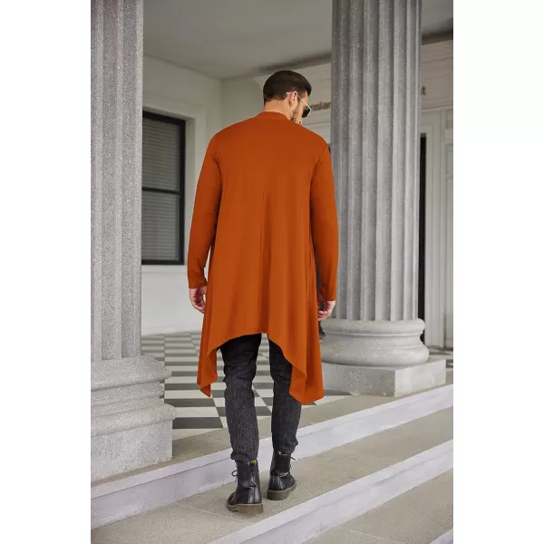 COOFANDY Men's Ruffle Shawl Collar Cardigan Long Sleeve Open Front Lightweight Long Length Drape Cape Overcoat with Pockets