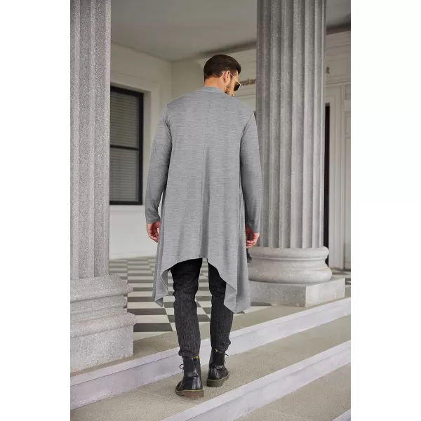 COOFANDY Men's Ruffle Shawl Collar Cardigan Long Sleeve Open Front Lightweight Long Length Drape Cape Overcoat with Pockets