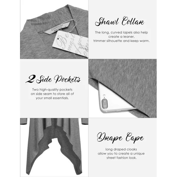 COOFANDY Men's Ruffle Shawl Collar Cardigan Long Sleeve Open Front Lightweight Long Length Drape Cape Overcoat with Pockets