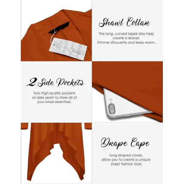 COOFANDY Men's Ruffle Shawl Collar Cardigan Long Sleeve Open Front Lightweight Long Length Drape Cape Overcoat with Pockets