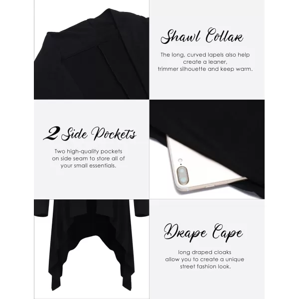 COOFANDY Men's Ruffle Shawl Collar Cardigan Long Sleeve Open Front Lightweight Long Length Drape Cape Overcoat with Pockets