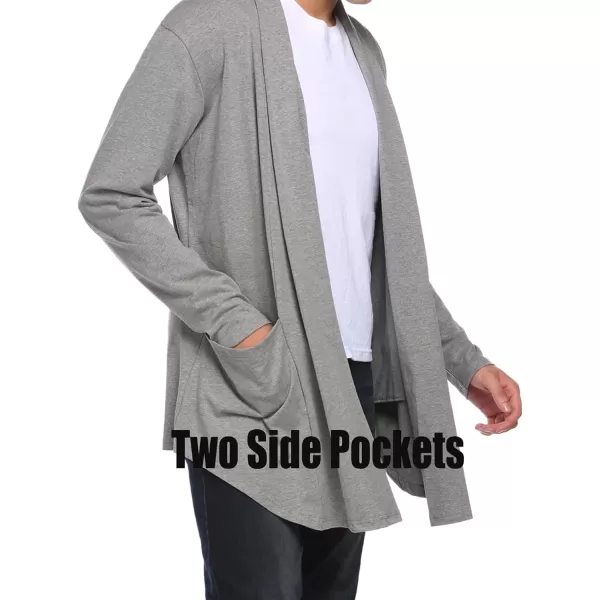 COOFANDY Men's Ruffle Shawl Collar Cardigan Open Front Lightweight Long Length Drape Cape Overcoat with Pockets