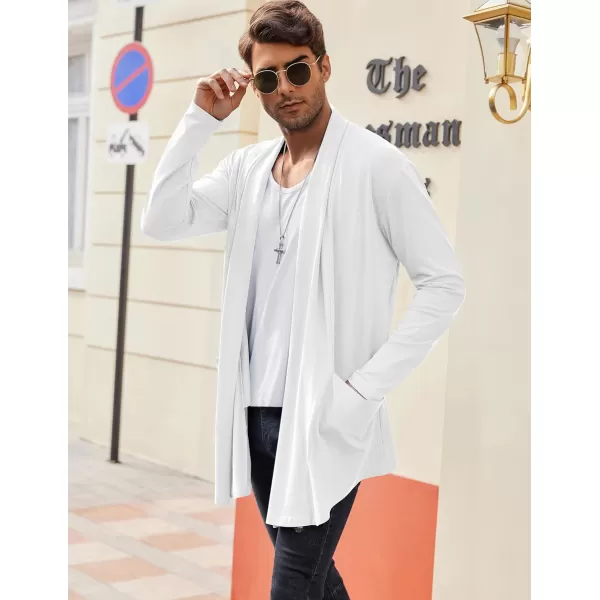 COOFANDY Men's Ruffle Shawl Collar Cardigan Open Front Lightweight Long Length Drape Cape Overcoat with Pockets