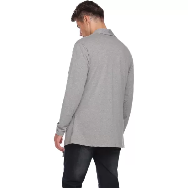 COOFANDY Men's Ruffle Shawl Collar Cardigan Open Front Lightweight Long Length Drape Cape Overcoat with Pockets