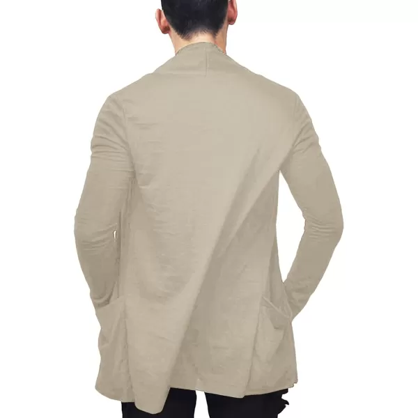 COOFANDY Men's Ruffle Shawl Collar Cardigan Open Front Lightweight Long Length Drape Cape Overcoat with Pockets