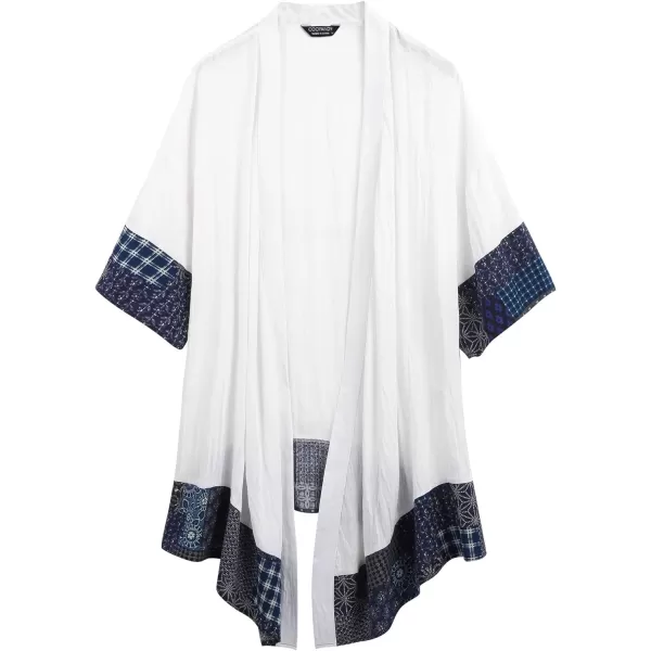 COOFANDY Men's Ruffle Shawl Collar Cotton Cardigan Long Kimono Jackets Open Front Drape Cape Coat