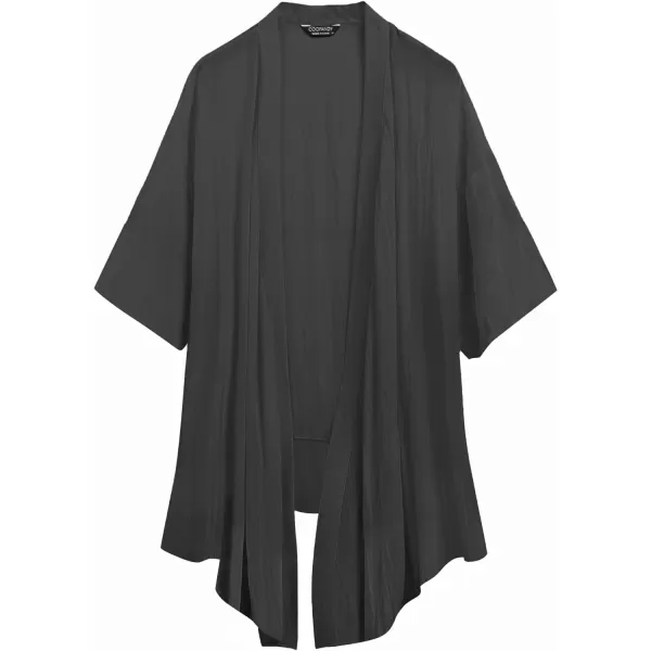 COOFANDY Men's Ruffle Shawl Collar Cotton Cardigan Long Kimono Jackets Open Front Drape Cape Coat