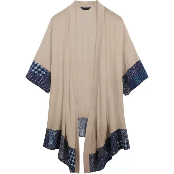 COOFANDY Men's Ruffle Shawl Collar Cotton Cardigan Long Kimono Jackets Open Front Drape Cape Coat