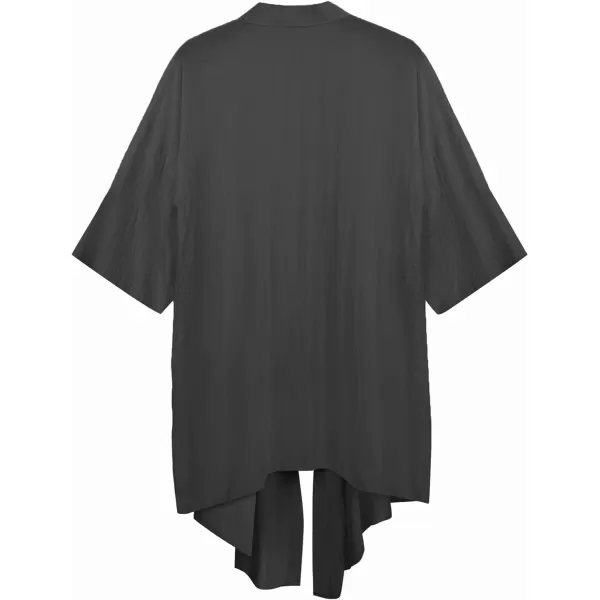 COOFANDY Men's Ruffle Shawl Collar Cotton Cardigan Long Kimono Jackets Open Front Drape Cape Coat
