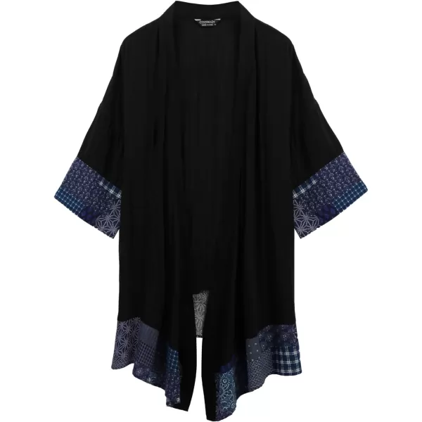 COOFANDY Men's Ruffle Shawl Collar Cotton Cardigan Long Kimono Jackets Open Front Drape Cape Coat