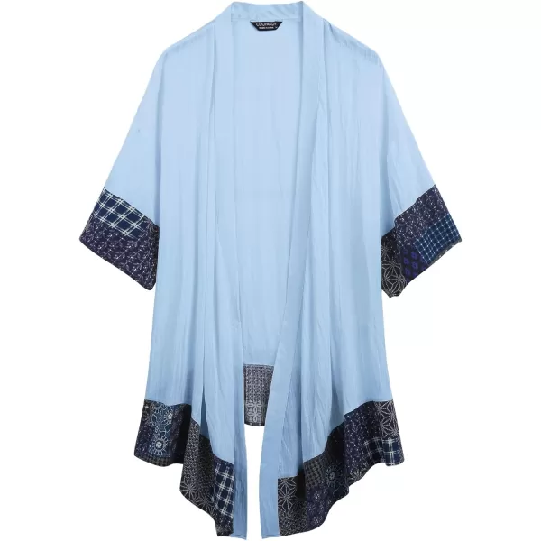 COOFANDY Men's Ruffle Shawl Collar Cotton Cardigan Long Kimono Jackets Open Front Drape Cape Coat