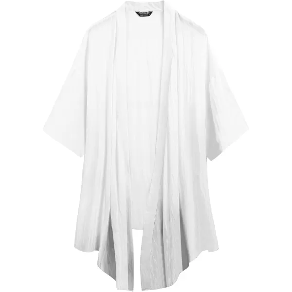 COOFANDY Men's Ruffle Shawl Collar Cotton Cardigan Long Kimono Jackets Open Front Drape Cape Coat