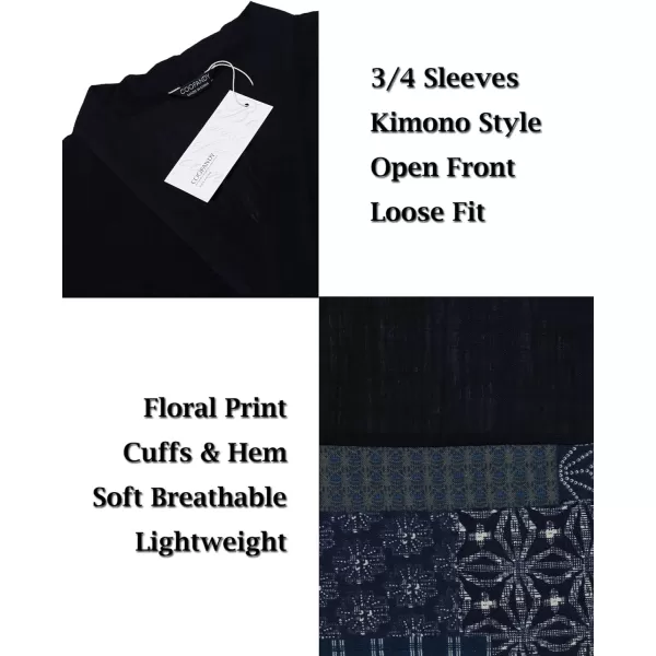 COOFANDY Men's Ruffle Shawl Collar Cotton Cardigan Long Kimono Jackets Open Front Drape Cape Coat