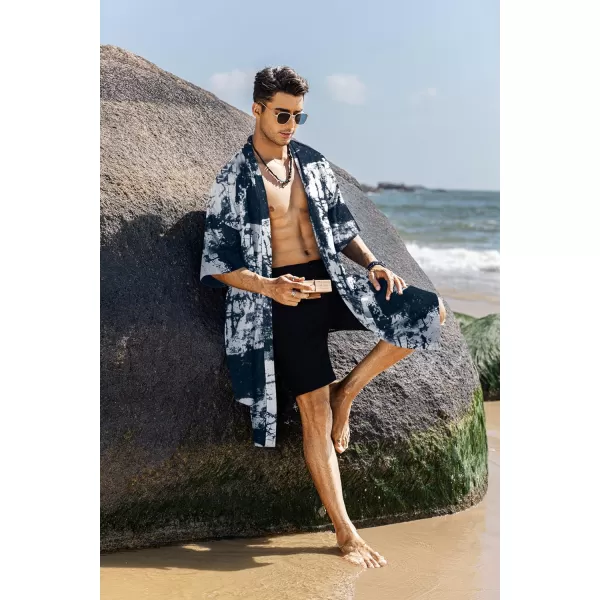COOFANDY Men's Ruffle Shawl Collar Cotton Cardigan Long Kimono Jackets Open Front Drape Cape Coat)