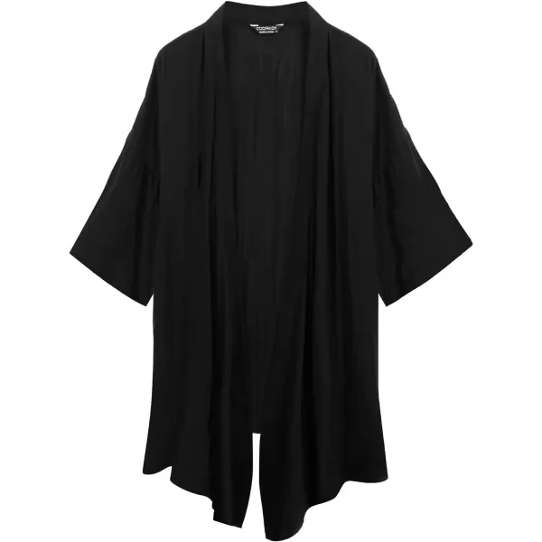COOFANDY Men's Ruffle Shawl Collar Cotton Cardigan Long Kimono Jackets Open Front Drape Cape Coat