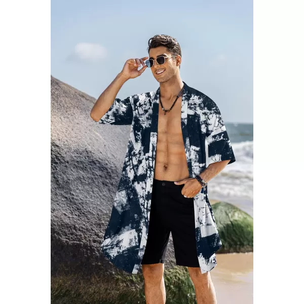 COOFANDY Men's Ruffle Shawl Collar Cotton Cardigan Long Kimono Jackets Open Front Drape Cape Coat)