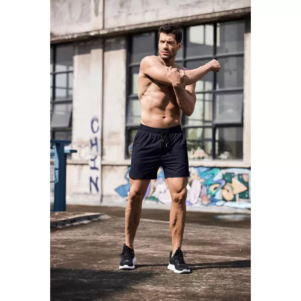 COOFANDY Men's Running Athletic Shorts 5 Inch 2 Pack Gym Workout Shorts Fitted Exercise Hiking Shorts with Zipper Pocket