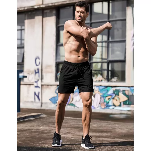 COOFANDY Men's Running Athletic Shorts 5 Inch 2 Pack Gym Workout Shorts Fitted Exercise Hiking Shorts with Zipper Pocket