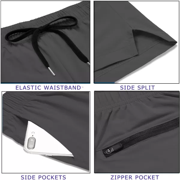 COOFANDY Men's Running Athletic Shorts 5 Inch 2 Pack Gym Workout Shorts Fitted Exercise Hiking Shorts with Zipper Pocket