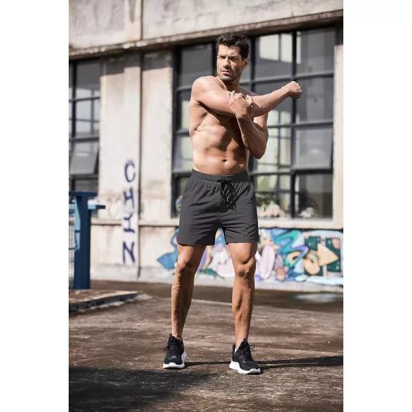 COOFANDY Men's Running Athletic Shorts 5 Inch 2 Pack Gym Workout Shorts Fitted Exercise Hiking Shorts with Zipper Pocket