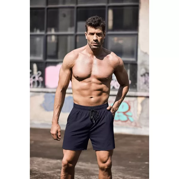 COOFANDY Men's Running Athletic Shorts 5 Inch 2 Pack Gym Workout Shorts Fitted Exercise Hiking Shorts with Zipper Pocket