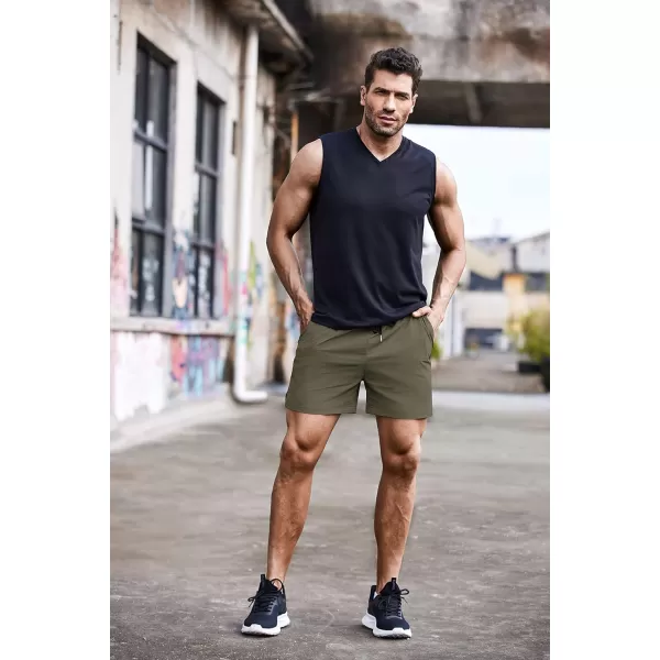 COOFANDY Men's Running Athletic Shorts 5 Inch 2 Pack Gym Workout Shorts Fitted Exercise Hiking Shorts with Zipper Pocket