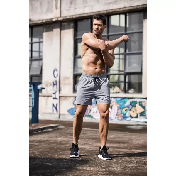 COOFANDY Men's Running Athletic Shorts 5 Inch 2 Pack Gym Workout Shorts Fitted Exercise Hiking Shorts with Zipper Pocket
