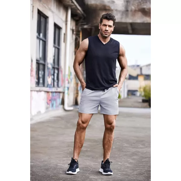 COOFANDY Men's Running Athletic Shorts 5 Inch 2 Pack Gym Workout Shorts Fitted Exercise Hiking Shorts with Zipper Pocket