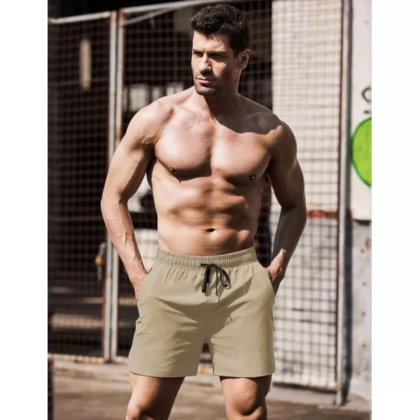 COOFANDY Men's Running Athletic Shorts 5 Inch 2 Pack Gym Workout Shorts Fitted Exercise Hiking Shorts with Zipper Pocket
