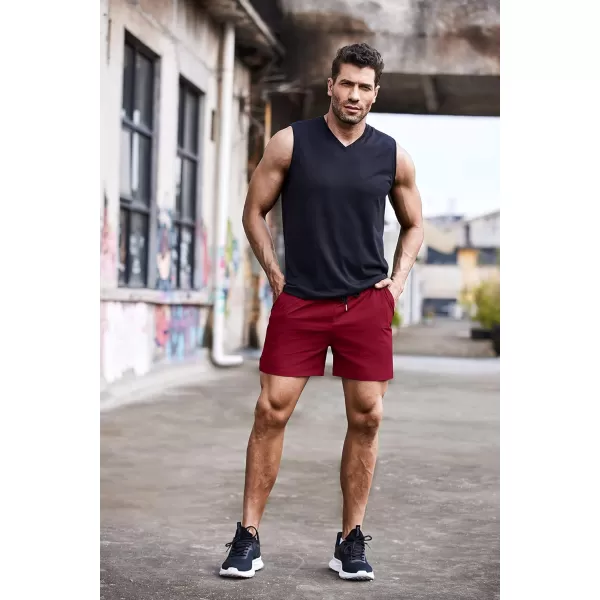 COOFANDY Men's Running Athletic Shorts 5 Inch 2 Pack Gym Workout Shorts Fitted Exercise Hiking Shorts with Zipper Pocket