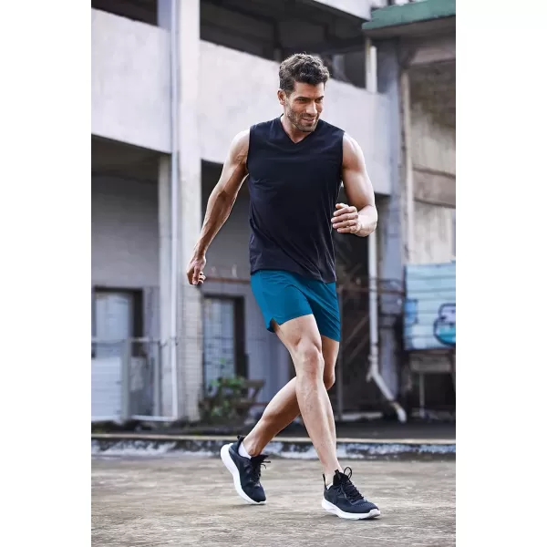 COOFANDY Men's Running Athletic Shorts 5 Inch 2 Pack Gym Workout Shorts Fitted Exercise Hiking Shorts with Zipper Pocket