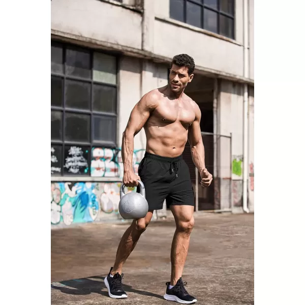 COOFANDY Men's Running Athletic Shorts 5 Inch 2 Pack Gym Workout Shorts Fitted Exercise Hiking Shorts with Zipper Pocket