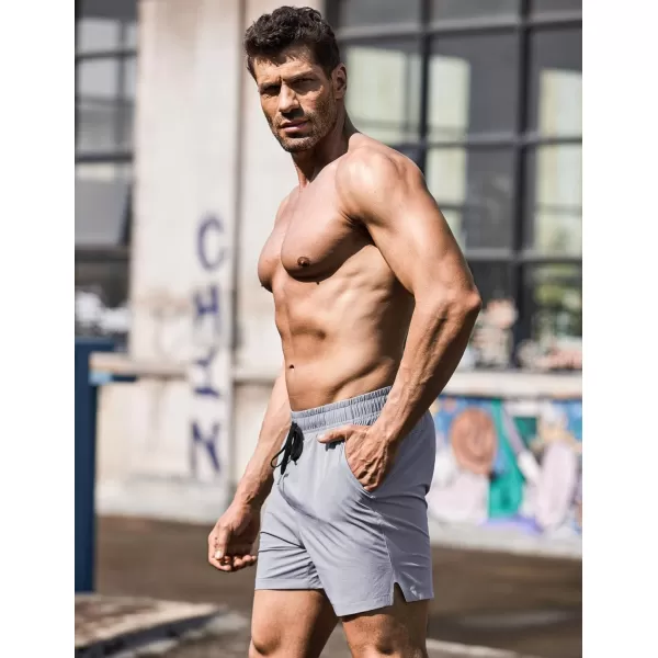 COOFANDY Men's Running Athletic Shorts 5 Inch 2 Pack Gym Workout Shorts Fitted Exercise Hiking Shorts with Zipper Pocket