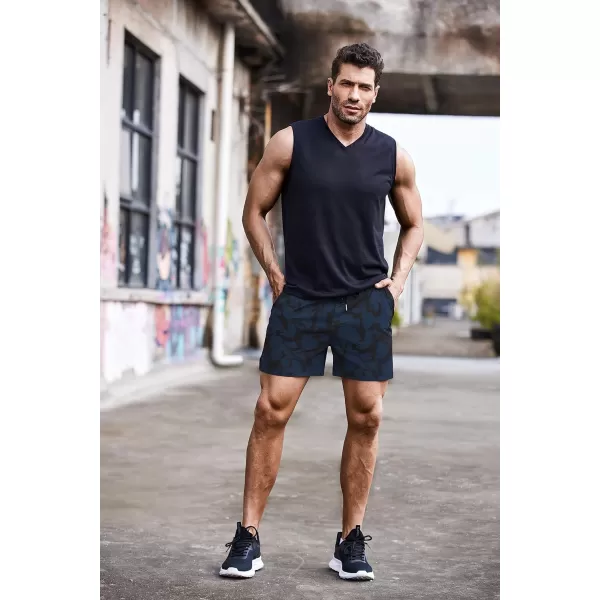 COOFANDY Men's Running Athletic Shorts 5 Inch 2 Pack Gym Workout Shorts Fitted Exercise Hiking Shorts with Zipper Pocket