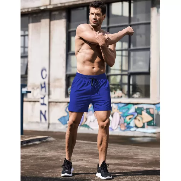 COOFANDY Men's Running Athletic Shorts 5 Inch 2 Pack Gym Workout Shorts Fitted Exercise Hiking Shorts with Zipper Pocket