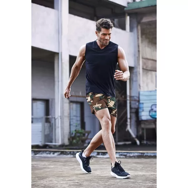 COOFANDY Men's Running Athletic Shorts 5 Inch 2 Pack Gym Workout Shorts Fitted Exercise Hiking Shorts with Zipper Pocket