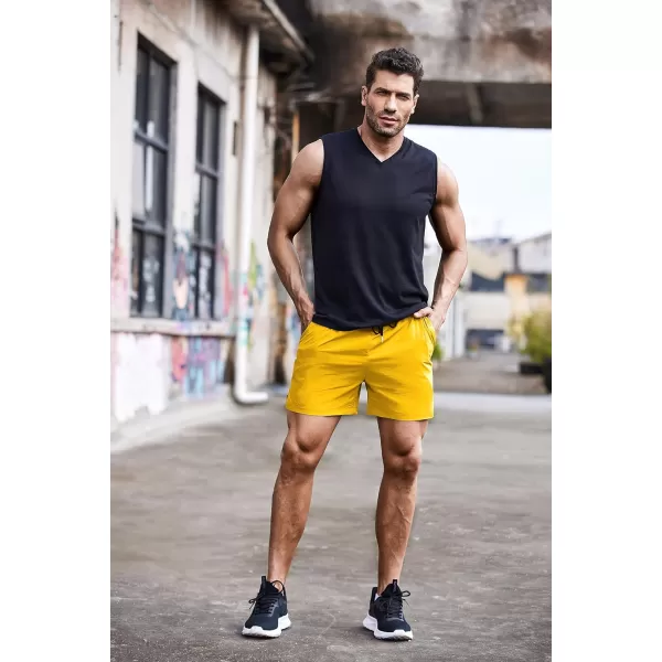 COOFANDY Men's Running Athletic Shorts 5 Inch 2 Pack Gym Workout Shorts Fitted Exercise Hiking Shorts with Zipper Pocket