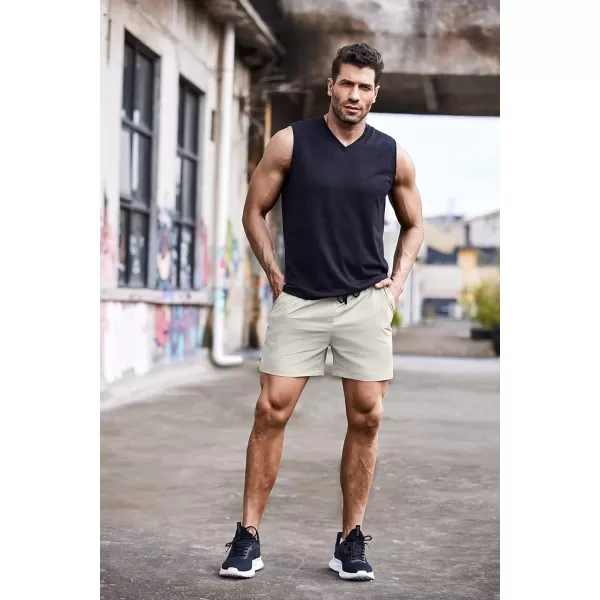 COOFANDY Men's Running Athletic Shorts 5 Inch 2 Pack Gym Workout Shorts Fitted Exercise Hiking Shorts with Zipper Pocket