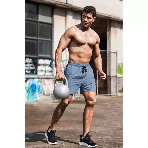 COOFANDY Men's Running Athletic Shorts 5 Inch 2 Pack Gym Workout Shorts Fitted Exercise Hiking Shorts with Zipper Pocket