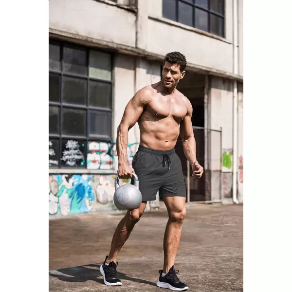 COOFANDY Men's Running Athletic Shorts 5 Inch 2 Pack Gym Workout Shorts Fitted Exercise Hiking Shorts with Zipper Pocket