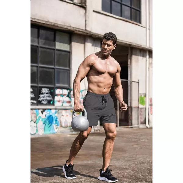 COOFANDY Men's Running Athletic Shorts 5 Inch 2 Pack Gym Workout Shorts Fitted Exercise Hiking Shorts with Zipper Pocket