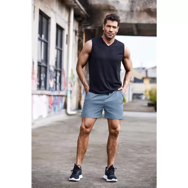 COOFANDY Men's Running Athletic Shorts 5 Inch 2 Pack Gym Workout Shorts Fitted Exercise Hiking Shorts with Zipper Pocket