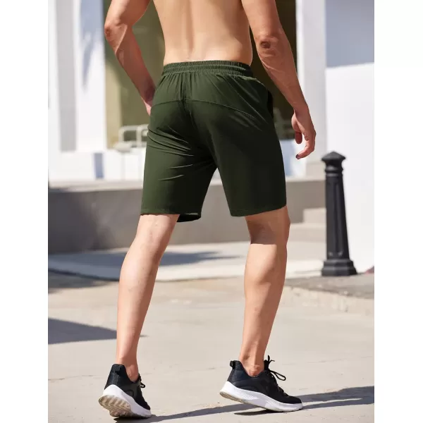 COOFANDY Men's Running Athletic Shorts 9" Gym Workout Lightweight Elastic Waist Sports Shorts