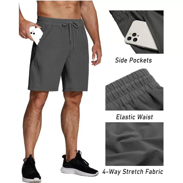 COOFANDY Men's Running Athletic Shorts 9" Gym Workout Lightweight Elastic Waist Sports Shorts