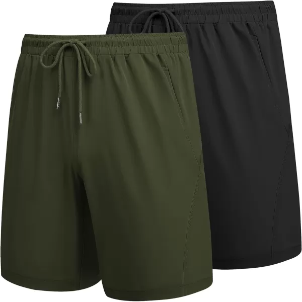 COOFANDY Men's Running Athletic Shorts 9" Gym Workout Lightweight Elastic Waist Sports Shorts