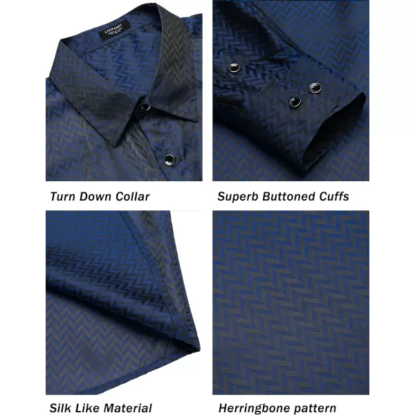 COOFANDY Men's Satin Dress Shirts Long Sleeve Luxury Floral Silk Button Down Shirt