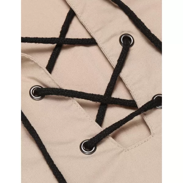 COOFANDY Mens Scottish Jacobite Ghillie Kilt Shirts Medieval Renaissance Pirate Costume Long Sleeve Lace Up Henley Shirt